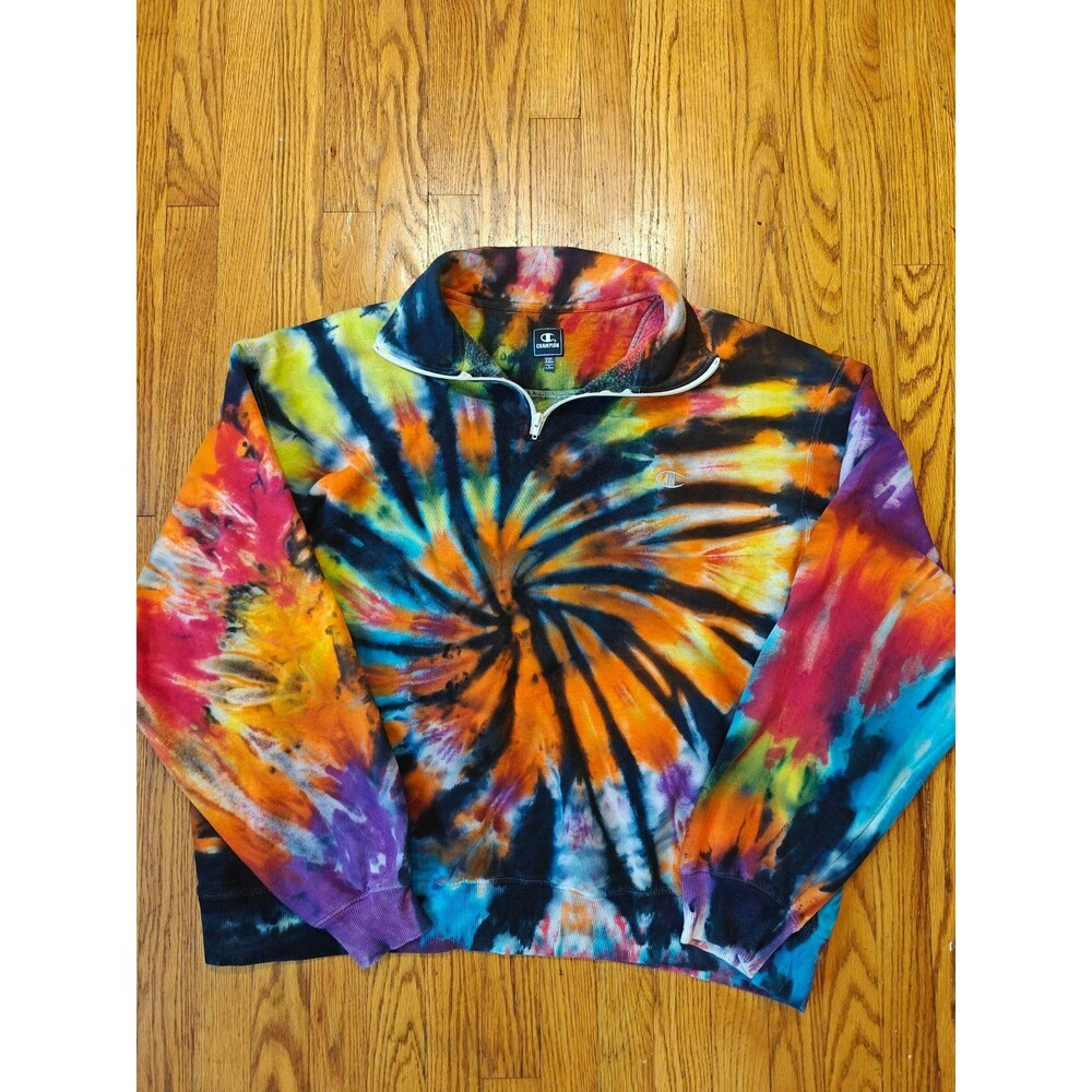 Champion Tie Dye Quarter Zip Comfy Sweatshirt XXL